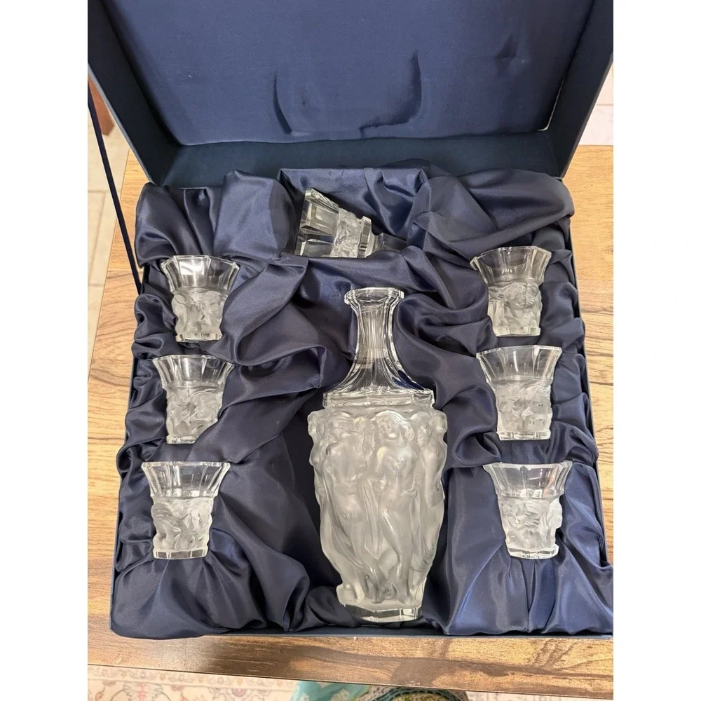Bohemia Crystal Czech Hand Made Bacchantes Decanter Set 7 Piece W/ Original Box